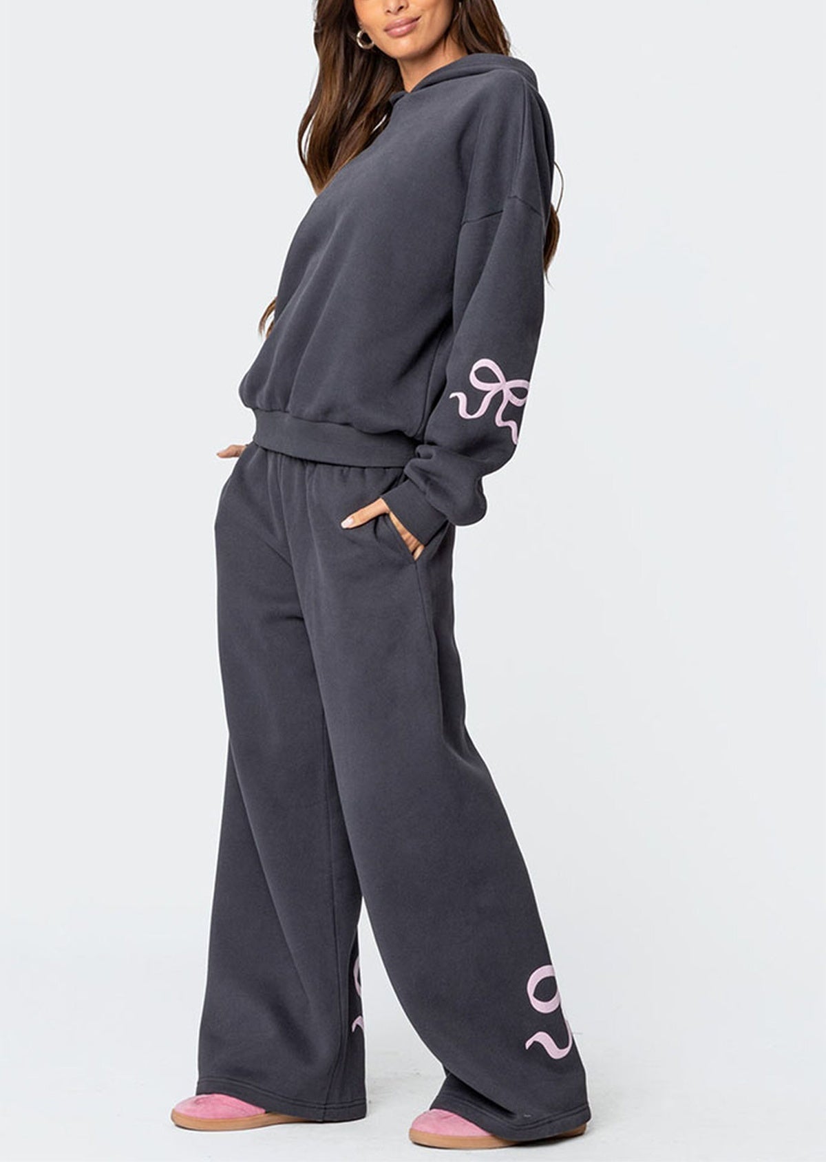 Limited time sale🔥Women's Bow Detail Hoodie Sweat Set