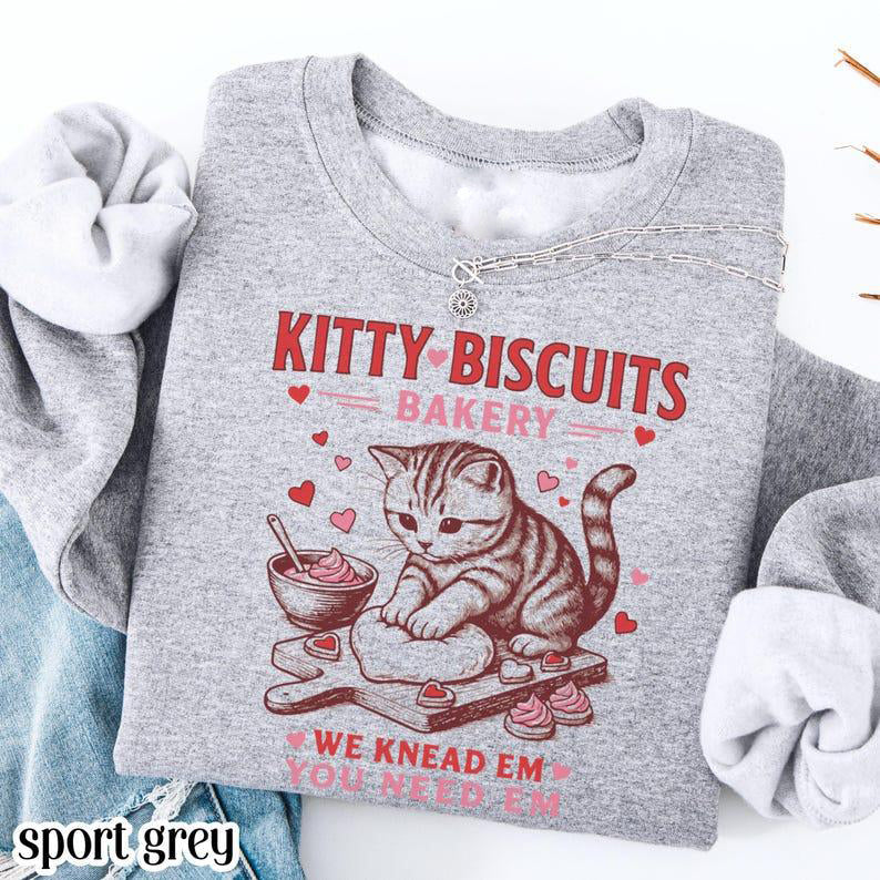 Valentines Kitty Biscuits Bakery Sweatshirt