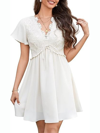 Limited time sale🔥Women's Floral Lace Boho Mini Dress