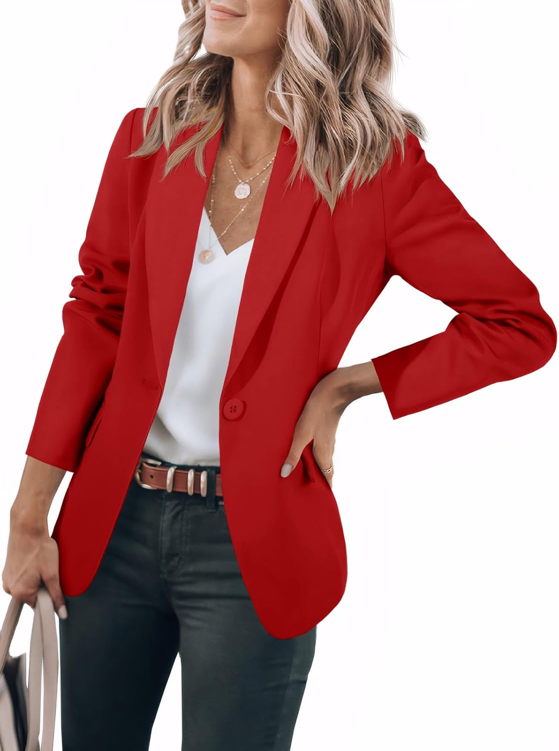 Limited time sale🔥Women's Casual Button Open Front Pocket Blazers Jacket