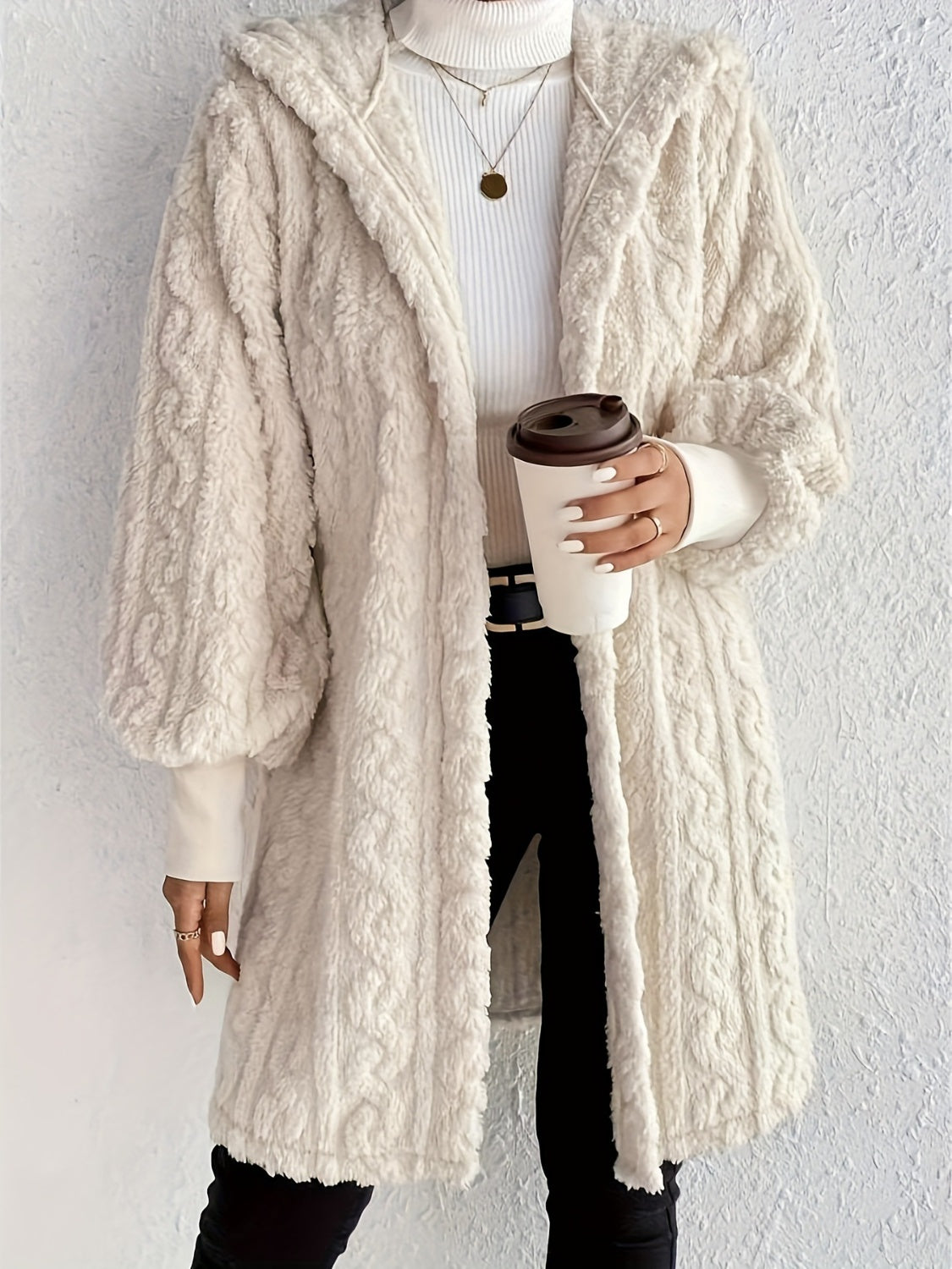 HOT SALE🔥Women's Plush Fleece Soft Midi-Length Jacket with Pockets
