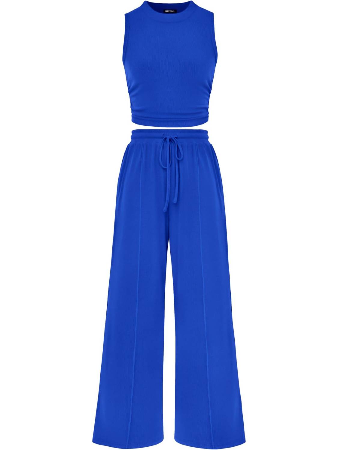 Limited time sale🔥Women Sleeveless Cropped Top Elastic Waist Wide Leg Pants 2 Piece Set