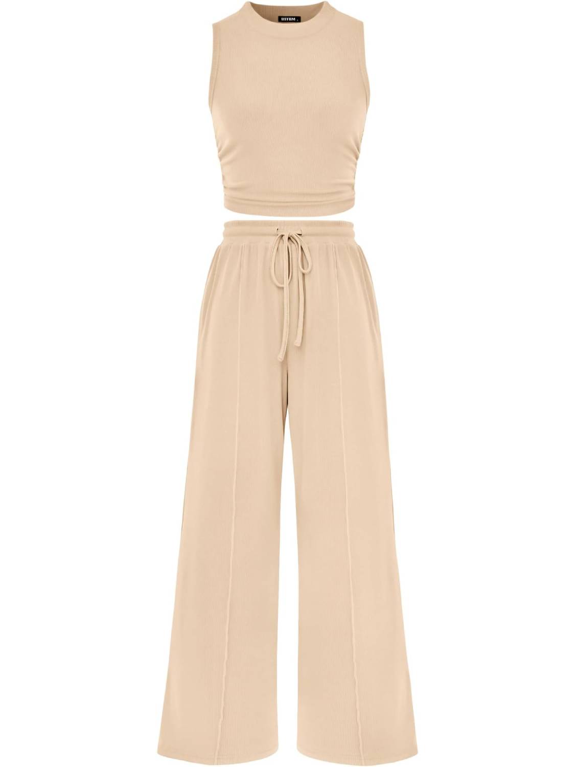Limited time sale🔥Women Sleeveless Cropped Top Elastic Waist Wide Leg Pants 2 Piece Set