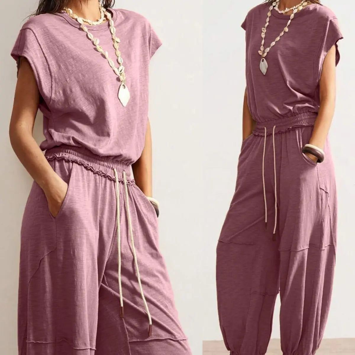 Women's Casual Sleeveless One Piece Jumpsuits Drawstring Romper