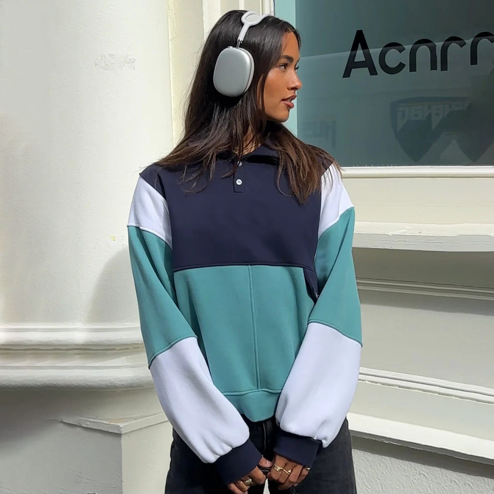 Women's 90s Retro Long Sleeve Contrast Sweatshirt