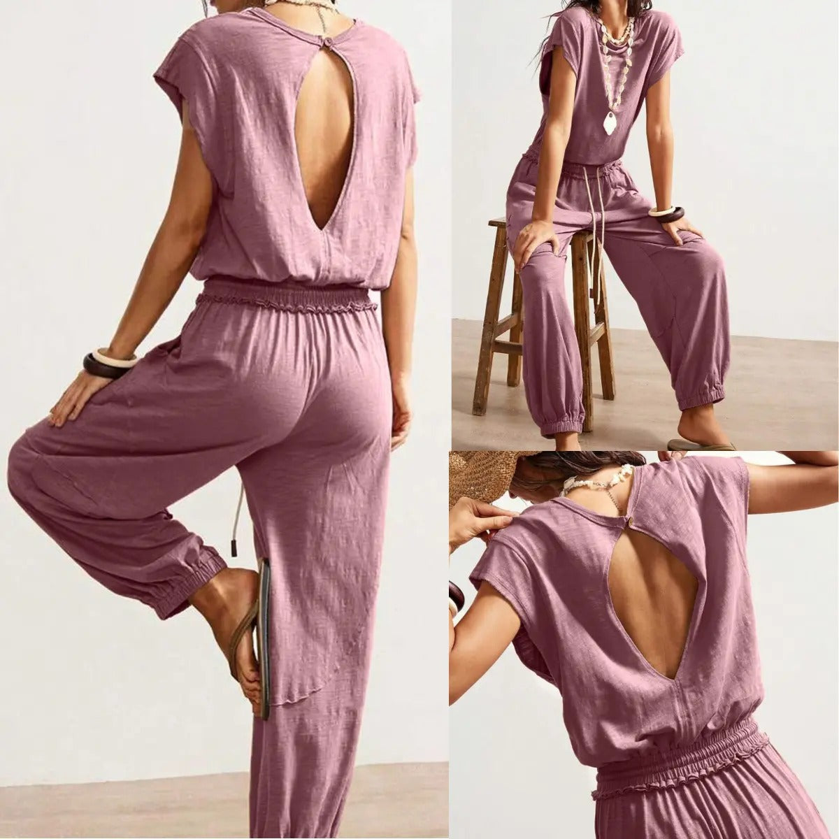 Women's Casual Sleeveless One Piece Jumpsuits Drawstring Romper