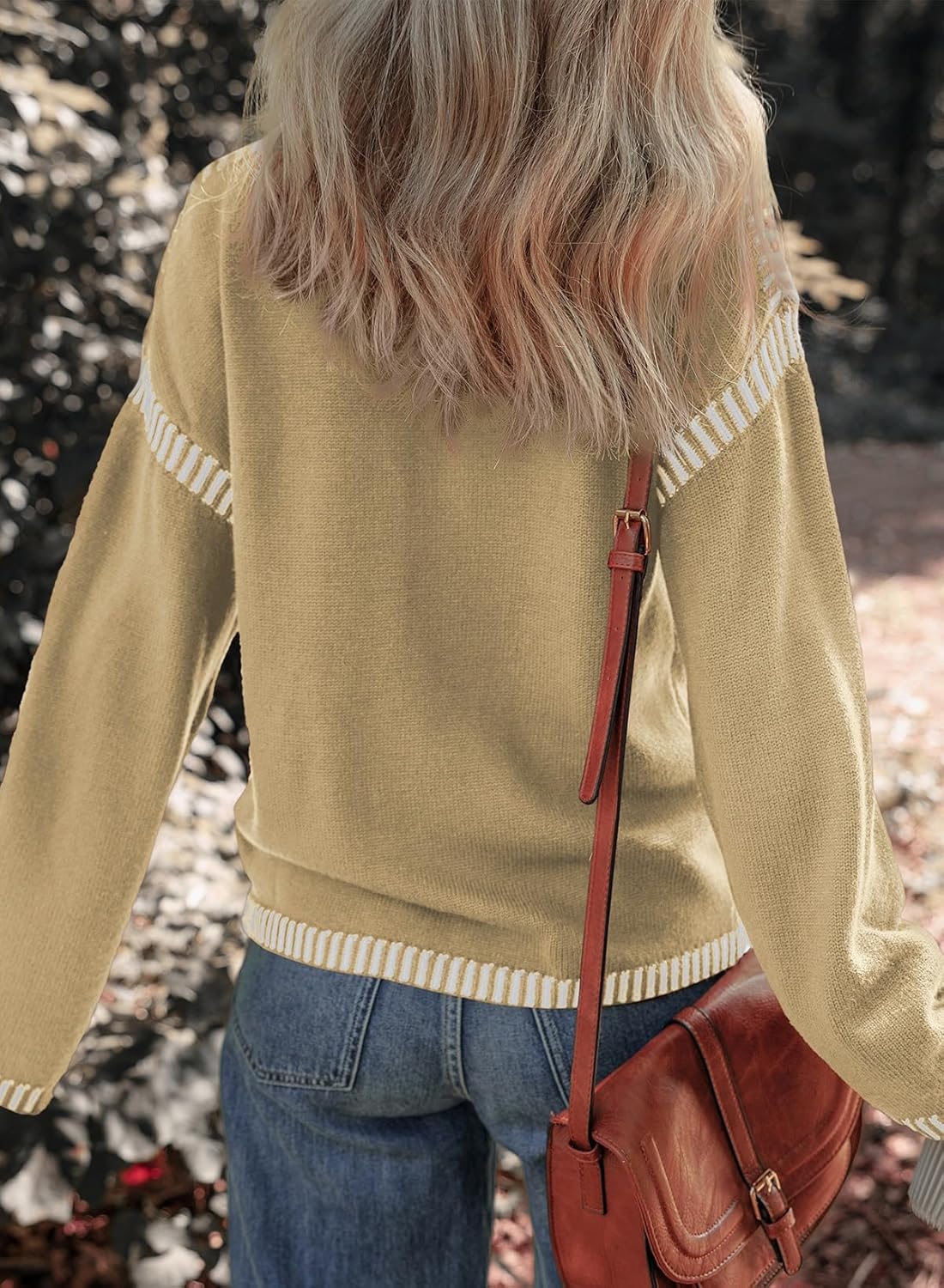 Limited time sale🔥Women's Crew Neck Stitched Loose Sweater Warm Top