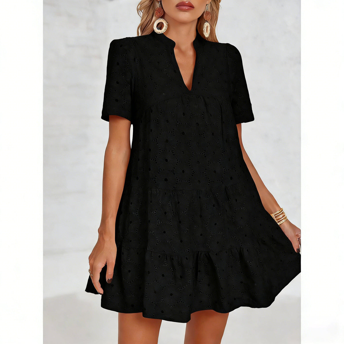 Limited time sale🔥Women’s Lace Dresses Eyelet Casual Flowy Babydoll Swing