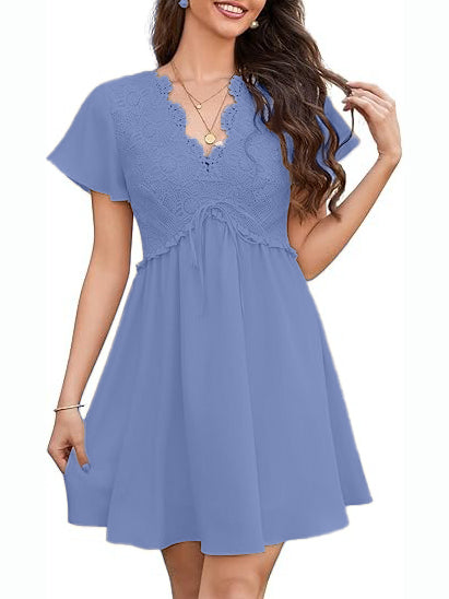 Limited time sale🔥Women's Floral Lace Boho Mini Dress