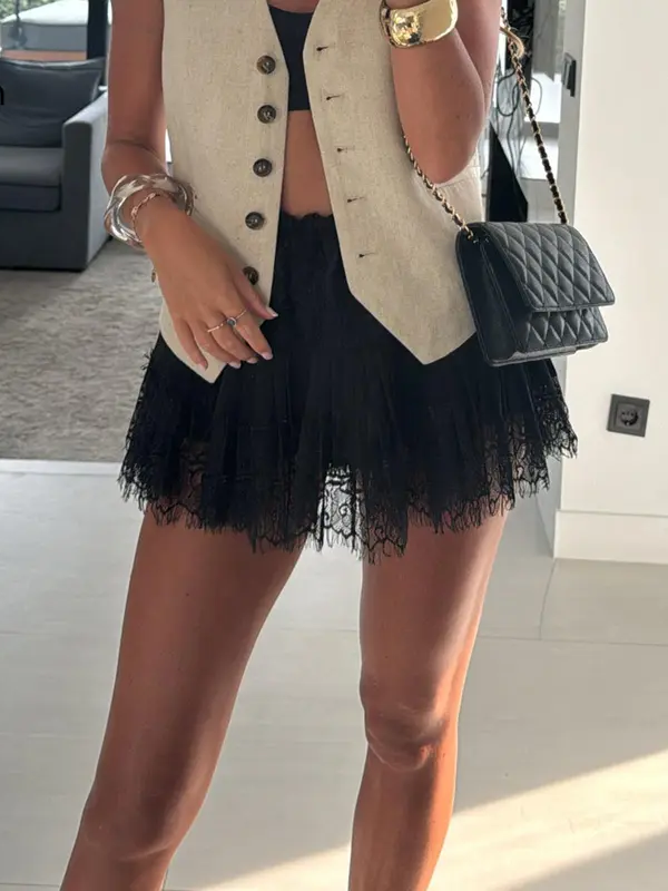 Limited time sale🔥Women's Low Waist Lace Mini Pleated Skirts
