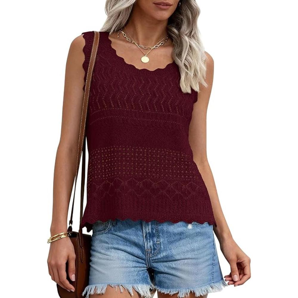 Women's Boho Crochet Knit Tank Top
