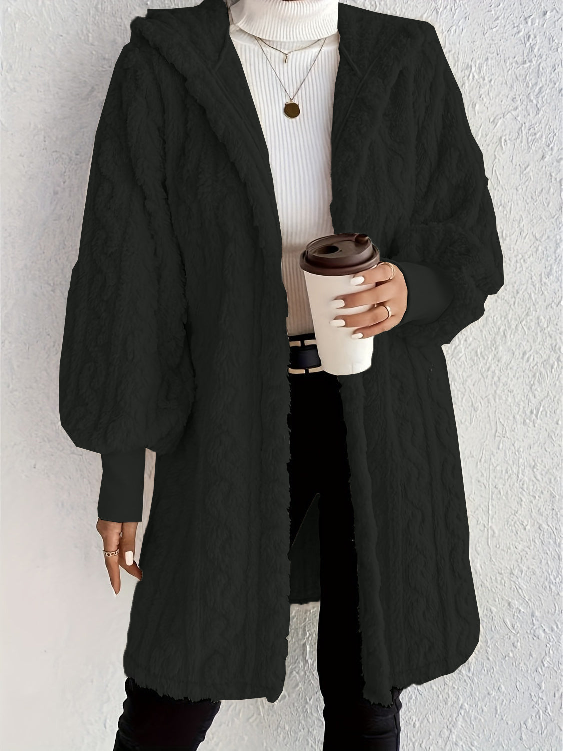 HOT SALE🔥Women's Plush Fleece Soft Midi-Length Jacket with Pockets
