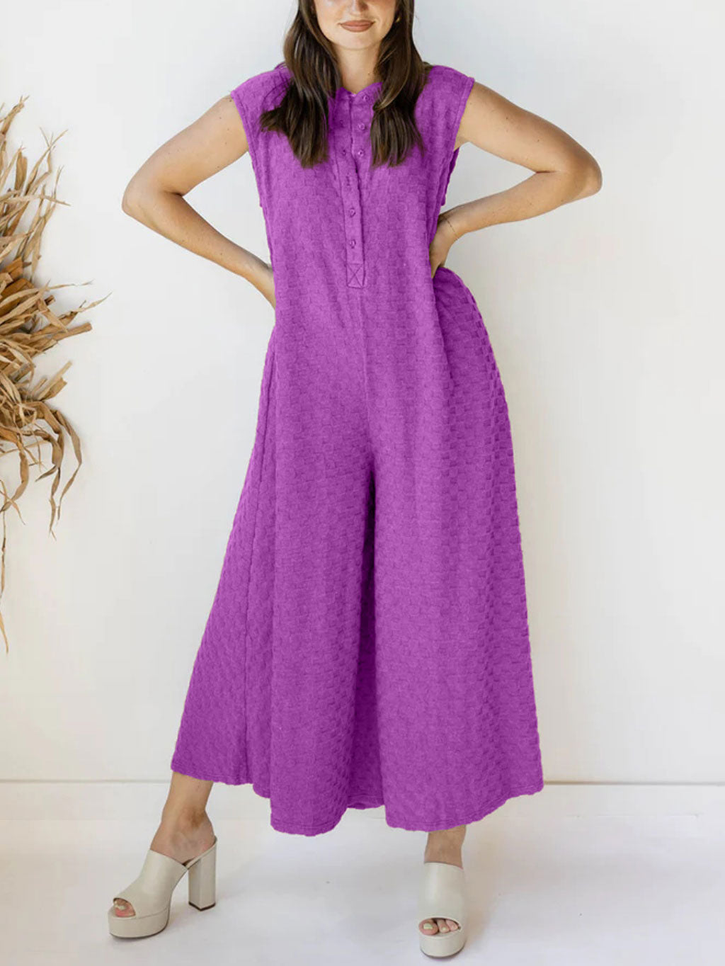 Women's Plaid Button Loose Jumpsuit (Buy 2 Free Shipping)