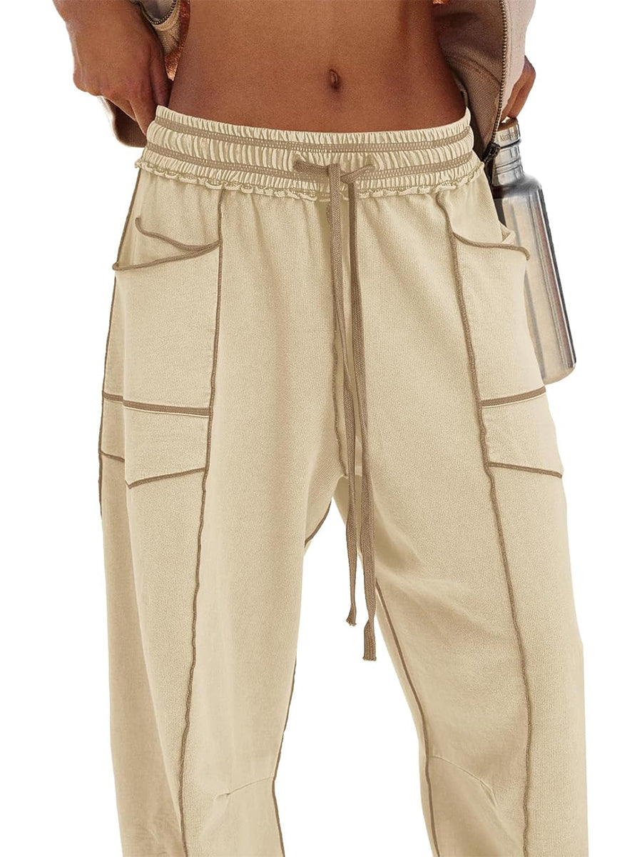 Limited time sale🔥Women's Casual Drawstring Wide Leg Sweatpants Baggy Barrel Pants