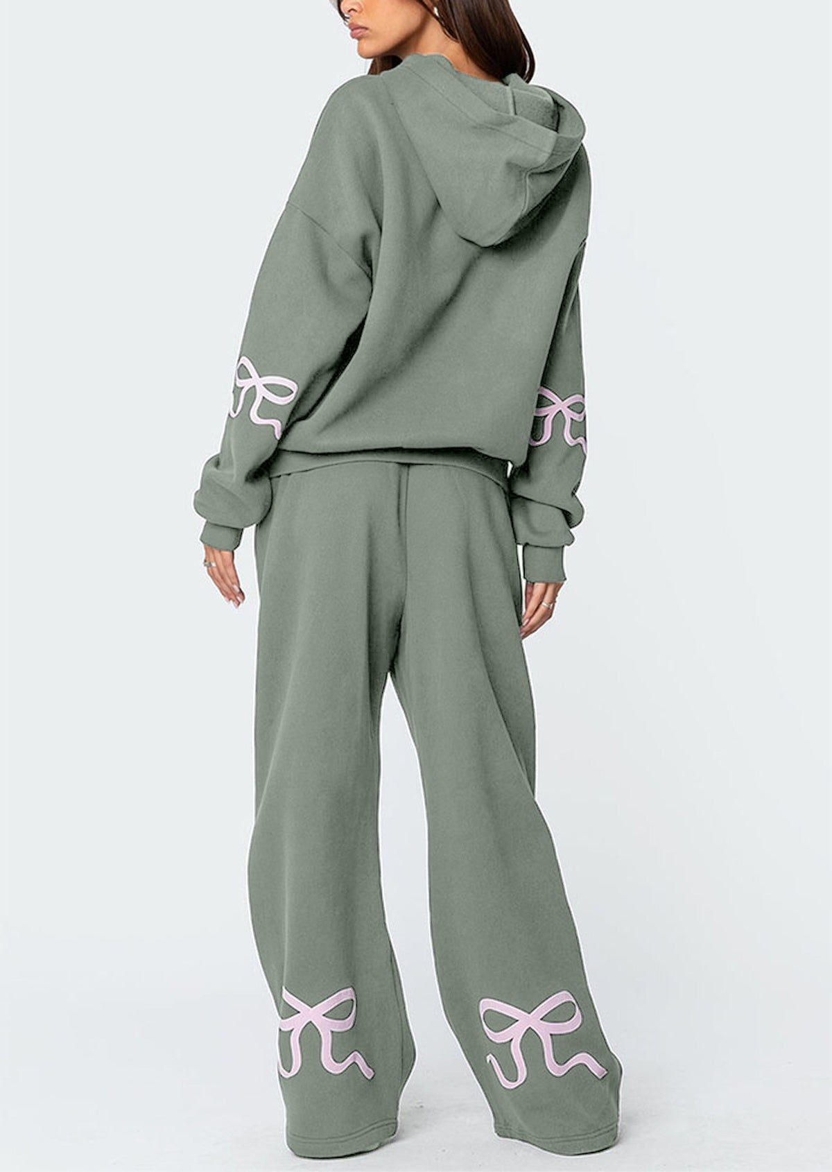 Limited time sale🔥Women's Bow Detail Hoodie Sweat Set