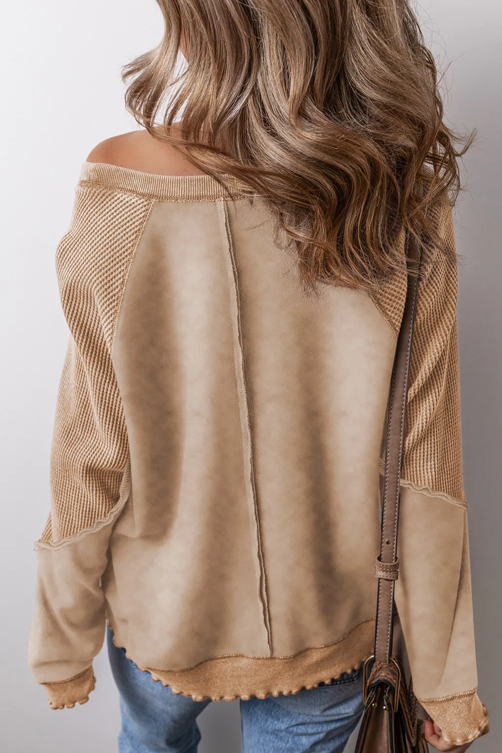 Women's Reverse Seam Waffle Knit Sweatshirt
