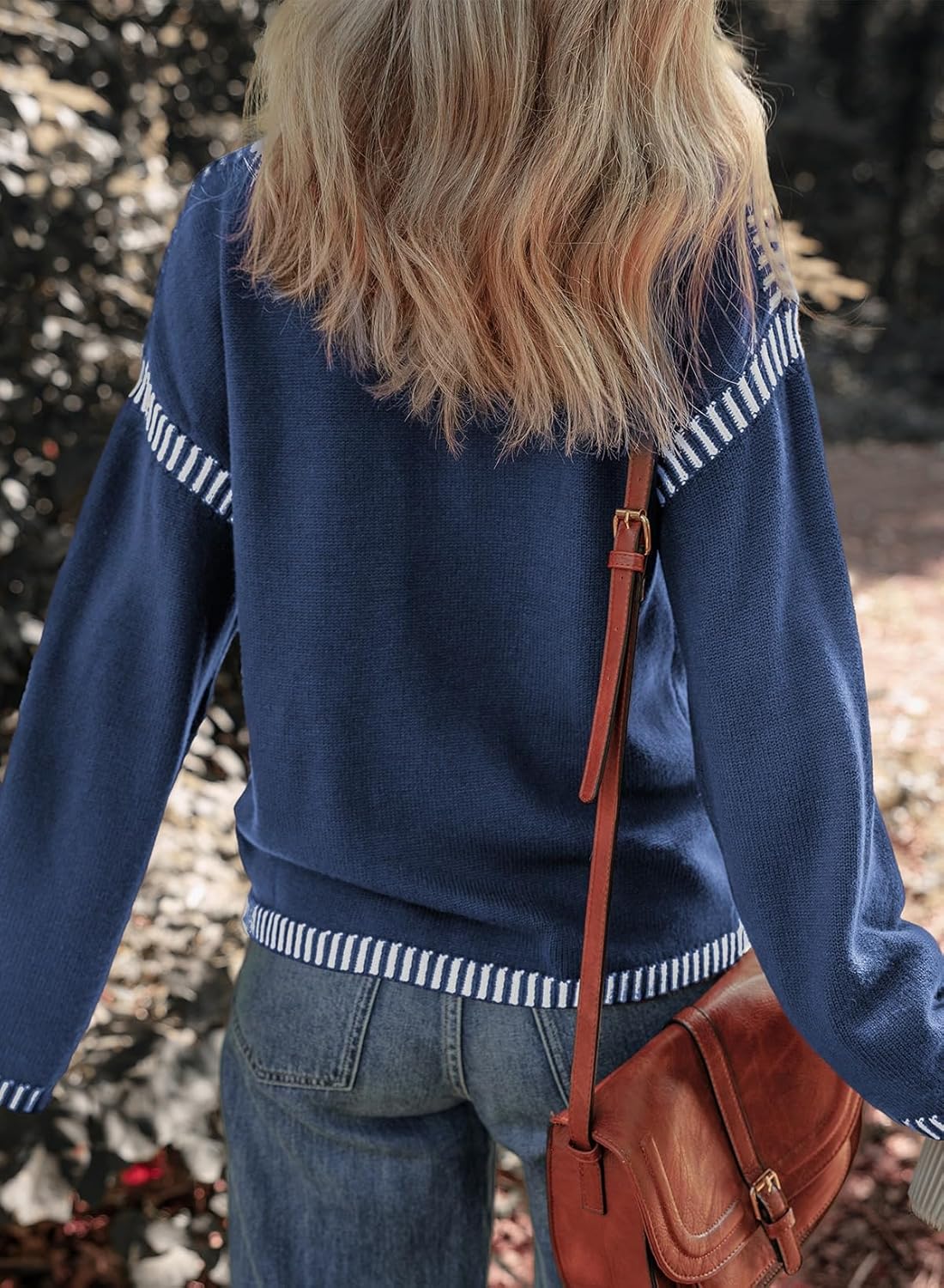 Limited time sale🔥Women's Crew Neck Stitched Loose Sweater Warm Top