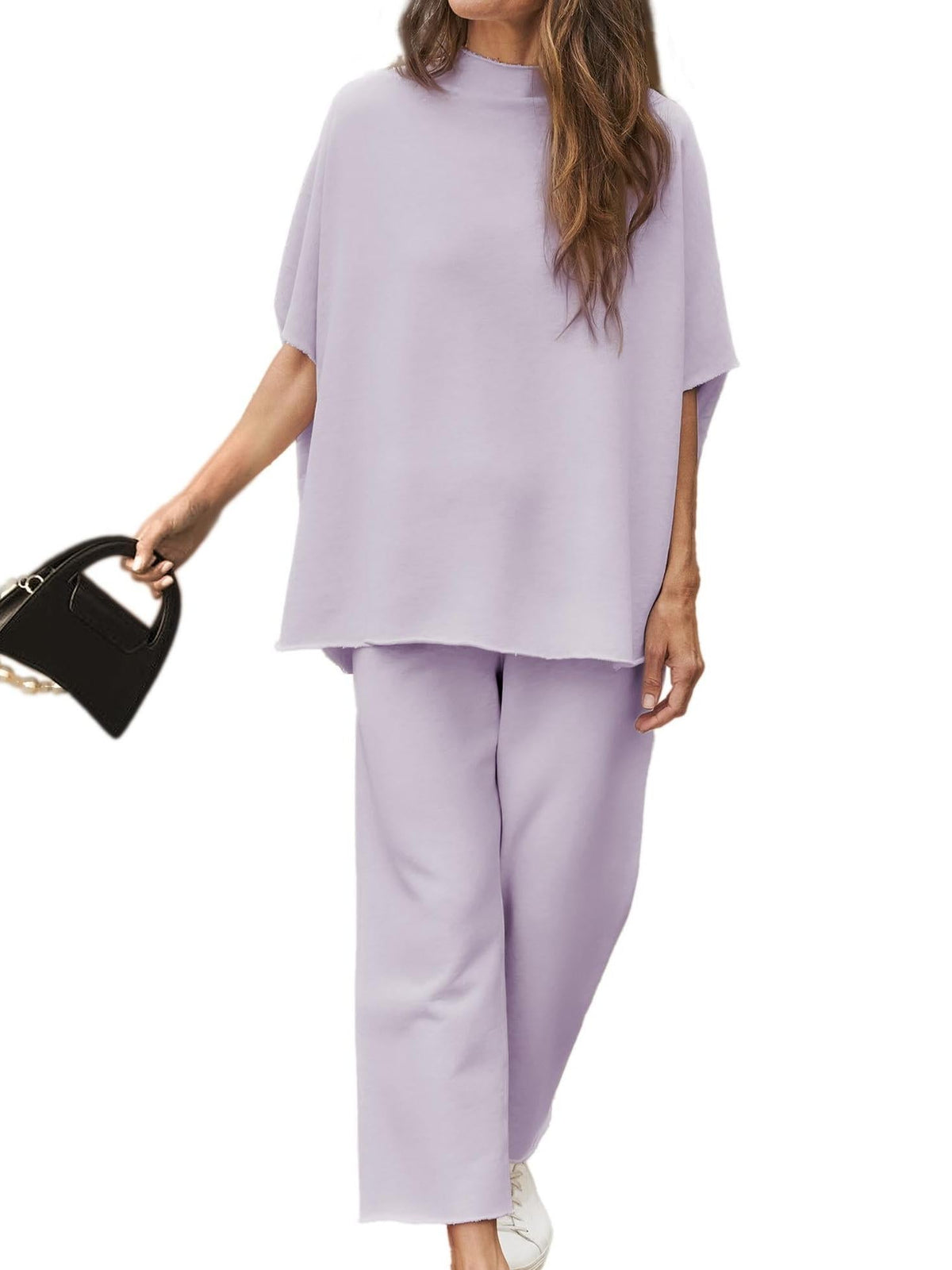 2026 Women's Casual Batwing Sleeve Pullover Top and Wide Leg Set