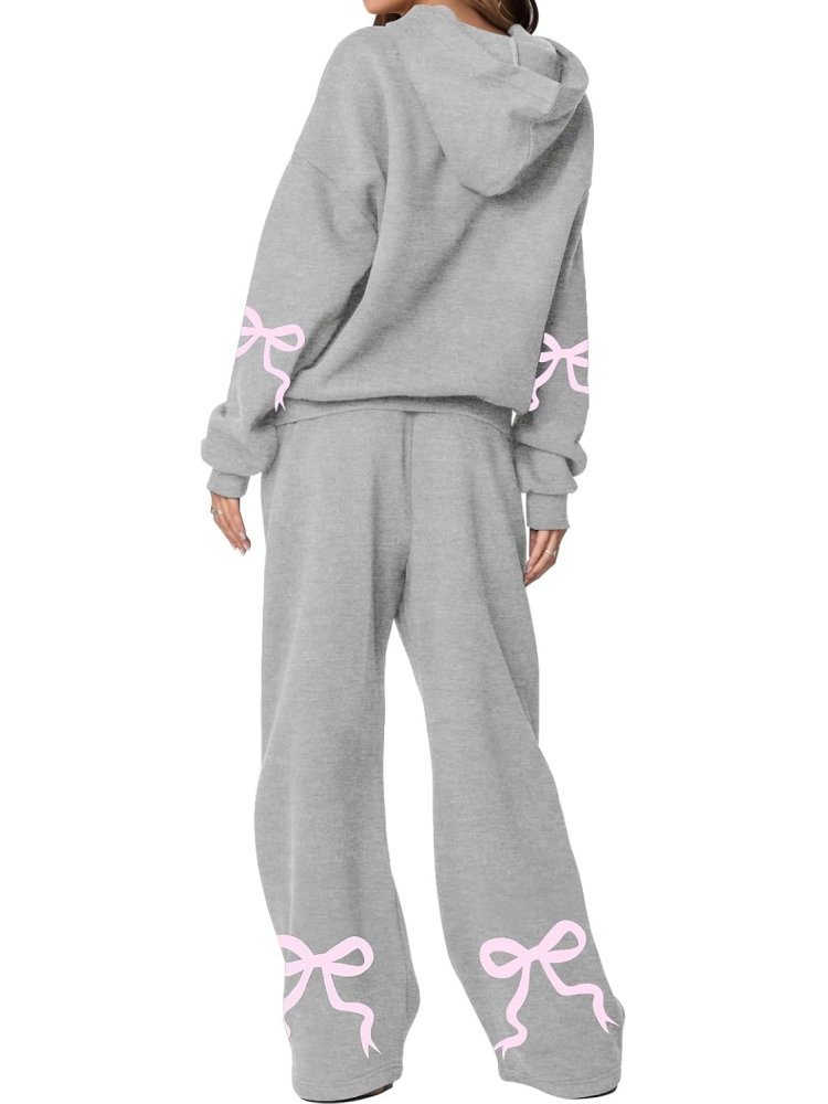 Limited time sale🔥Women's Bow Detail Hoodie Sweat Set