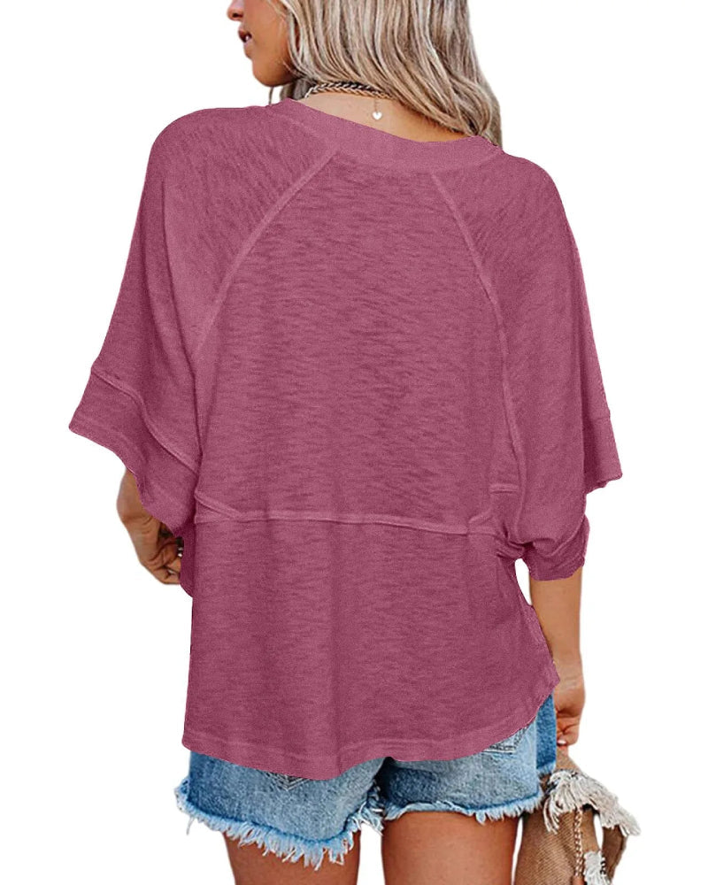 Limited time sale🔥Women's Summer Casual Crewneck Batwing Half Sleeve Tee