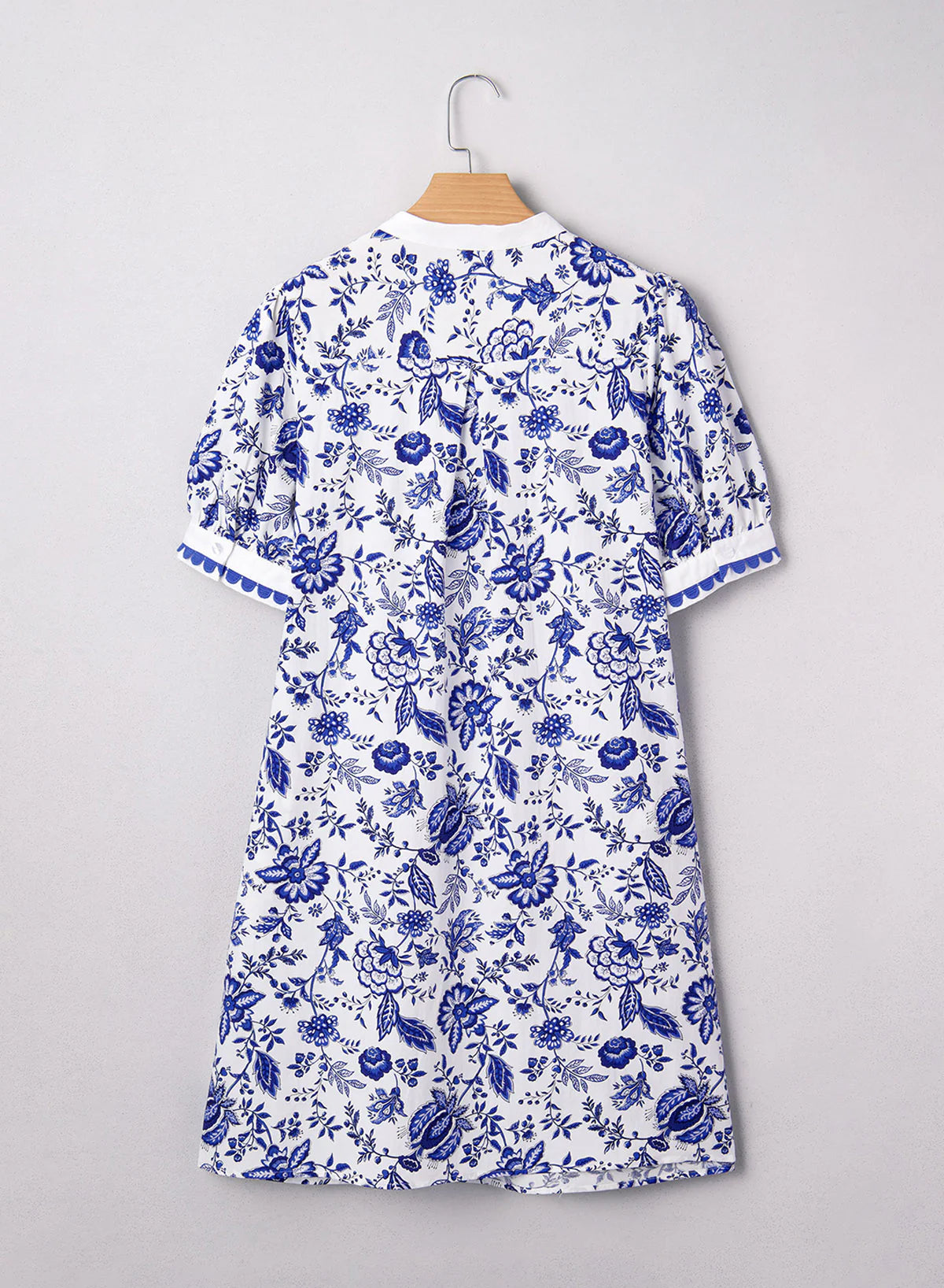 Limited time sale🔥Women's Floral Print V Neck Ricrac Trim Puff Sleeve Dress