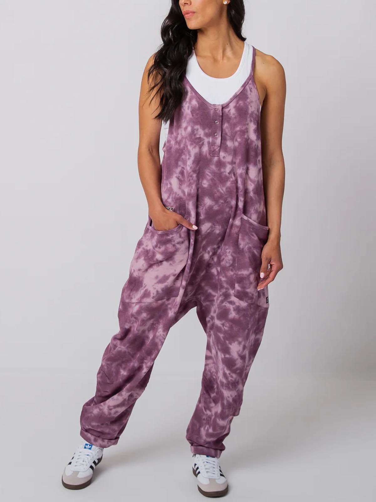Women's Button Neck Suspender Jumpsuit Casual Overalls