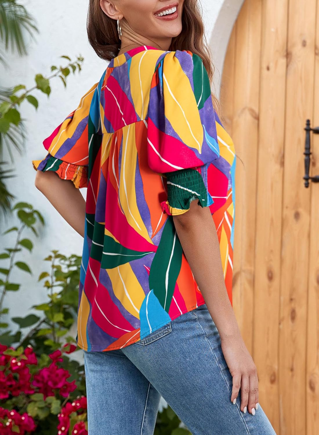 Limited time sale🔥Floral V-Neck Puff Sleeve Blouse