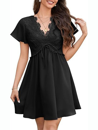 Limited time sale🔥Women's Floral Lace Boho Mini Dress