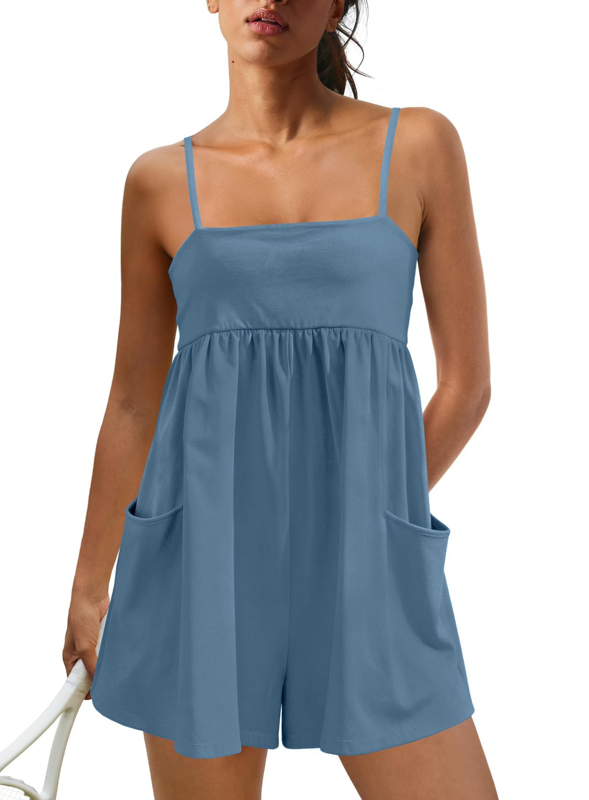 Limited time sale🔥Women's Summer Sleeveless Strappy Athletic Romper-with Pocket