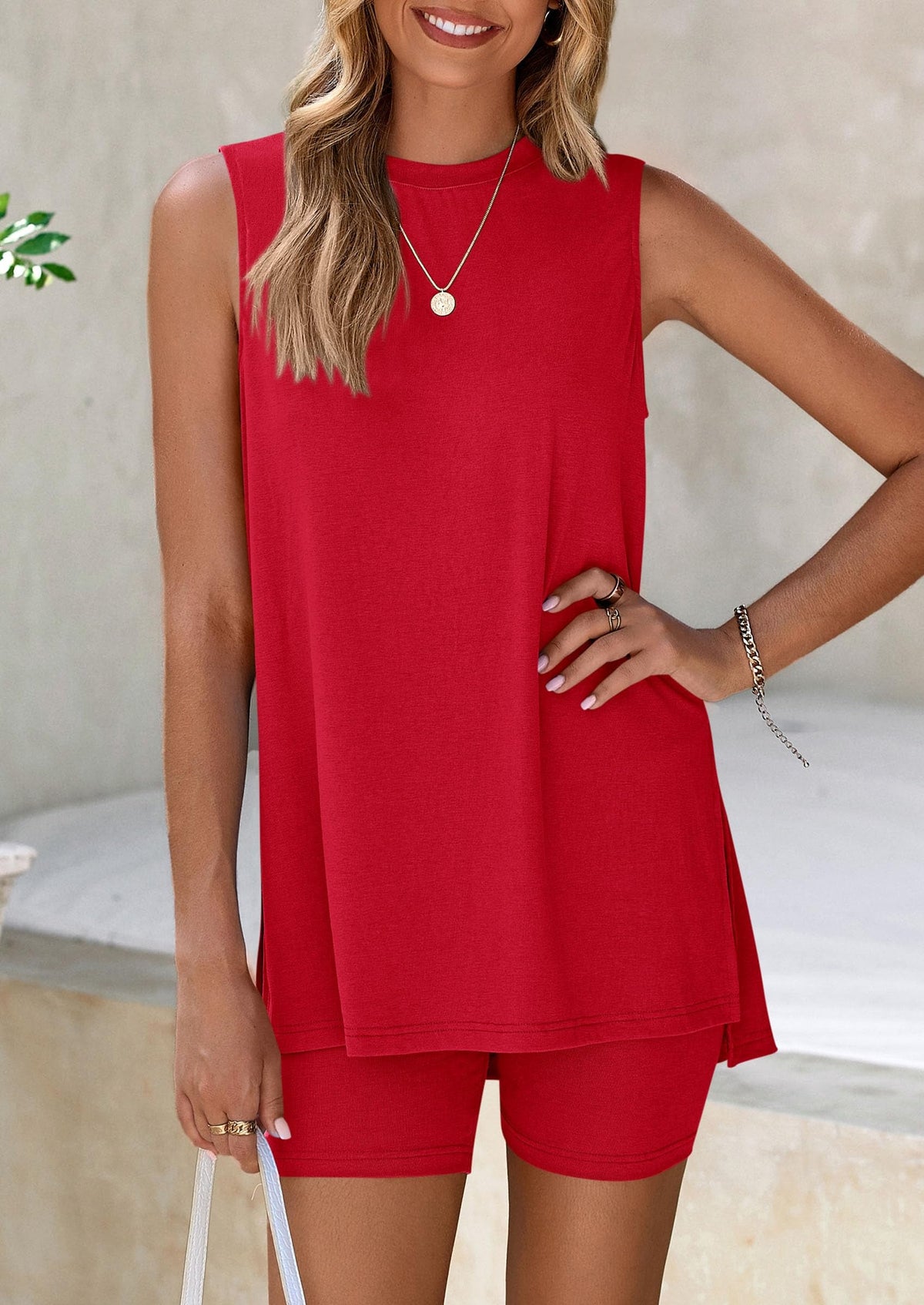 Women's 2 Piece Sets Summer Matching Lounge Shorts Set