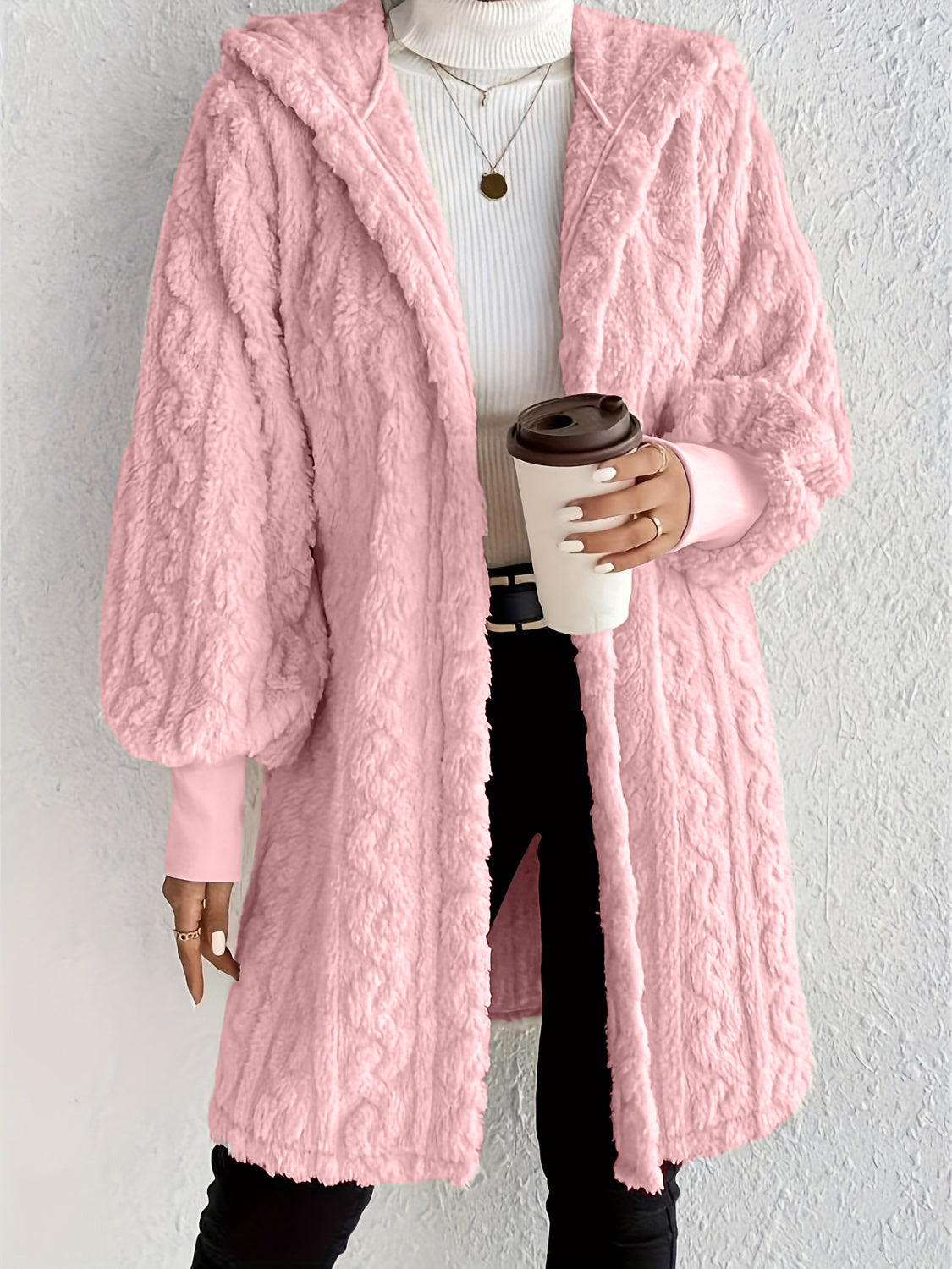 HOT SALE🔥Women's Plush Fleece Soft Midi-Length Jacket with Pockets