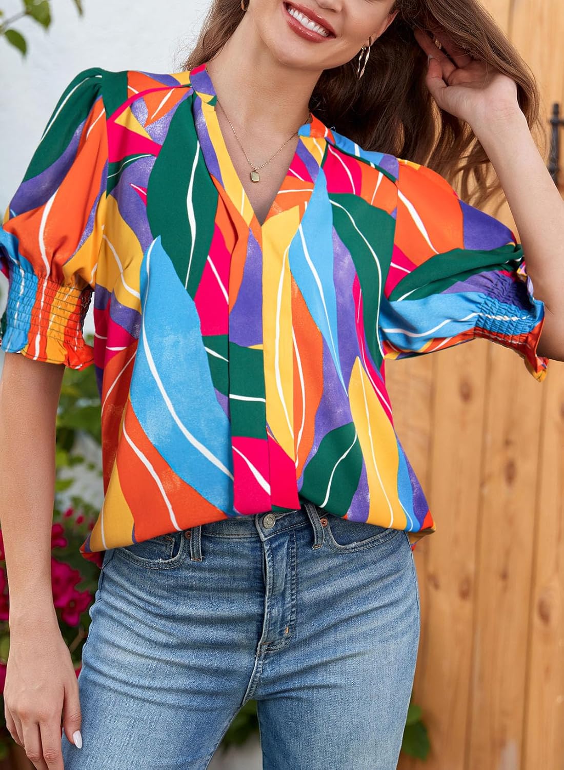 Limited time sale🔥Floral V-Neck Puff Sleeve Blouse