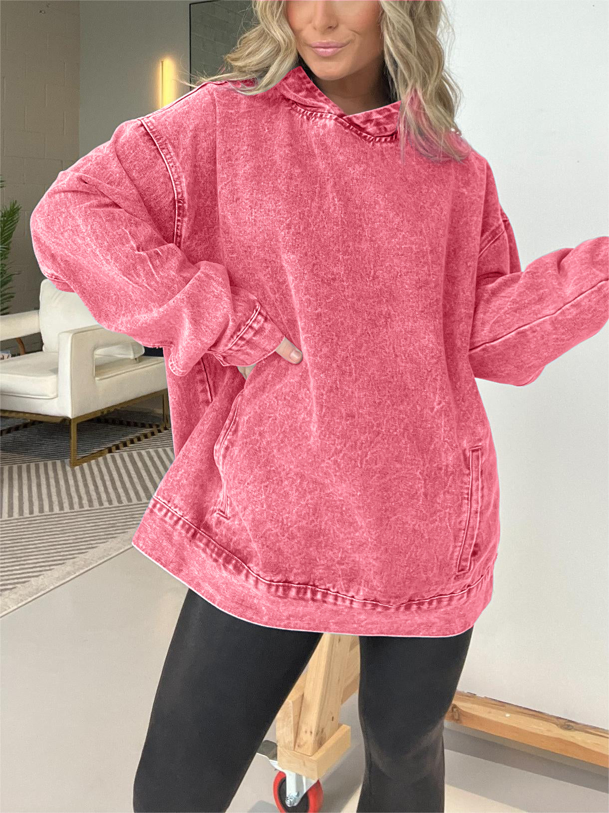 Hot Sale 2024 New Denim Hooded Sweatshirt with Front Pockets (Buy 2 Free Shipping)