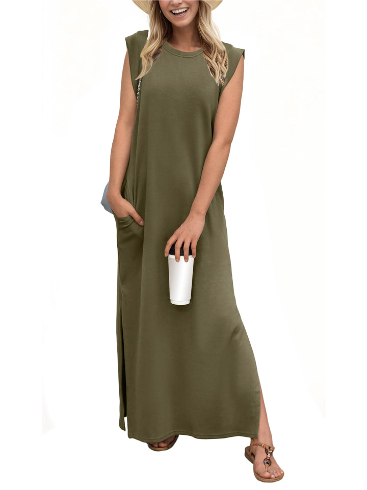 Limited time sale🔥Women's Soft Anti-Wrinkle Fabric Dress with Slit Hem