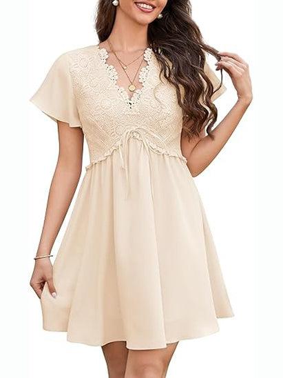 Limited time sale🔥Women's Floral Lace Boho Mini Dress