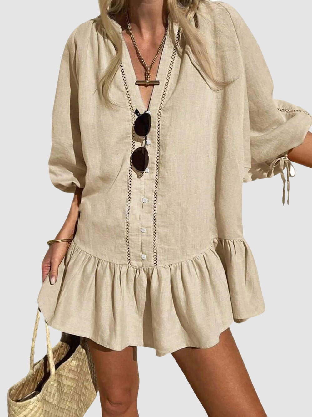 Women's Casual Babydoll Puff Sleeve Dress