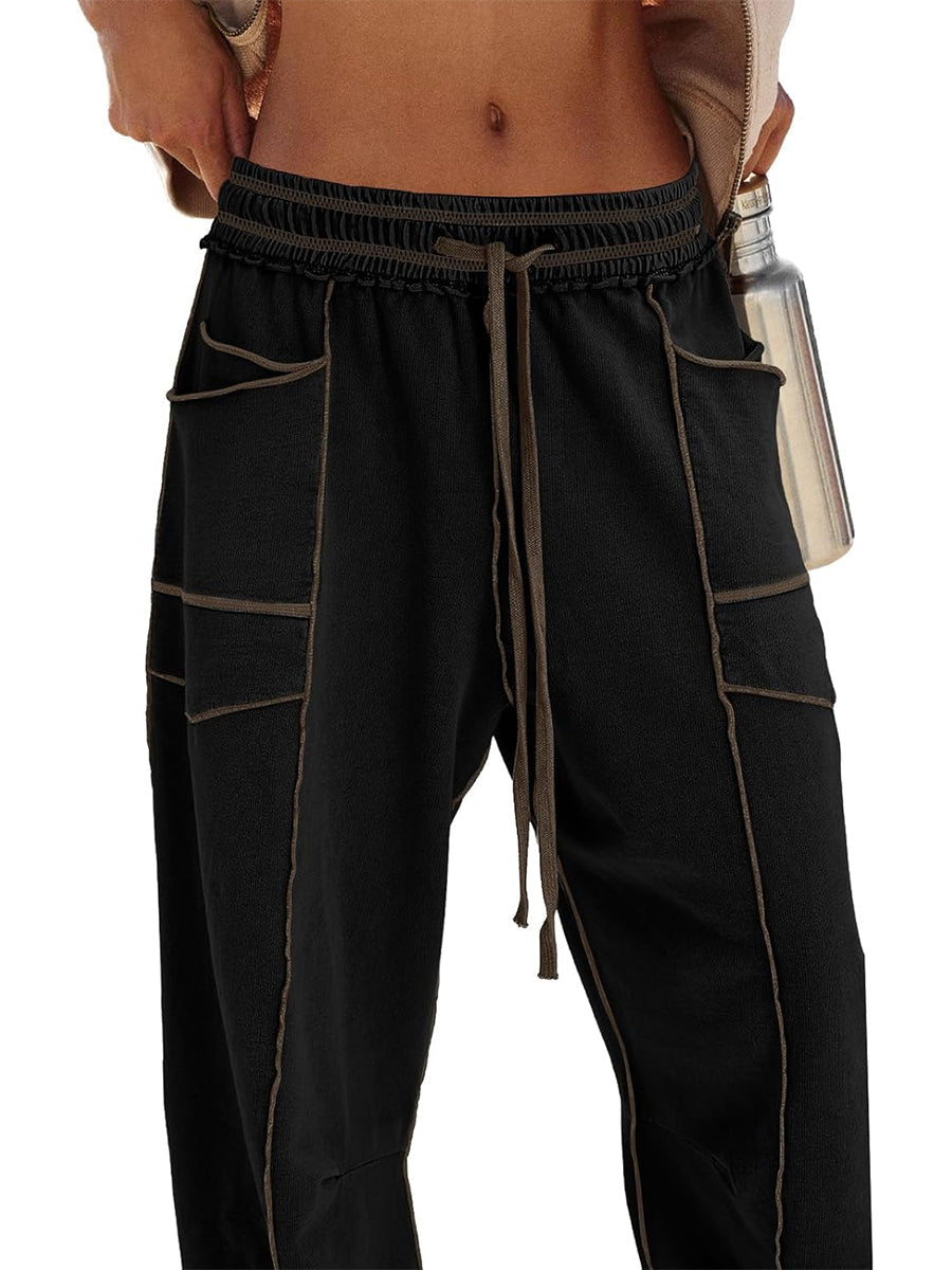 Limited time sale🔥Women's Casual Drawstring Wide Leg Sweatpants Baggy Barrel Pants