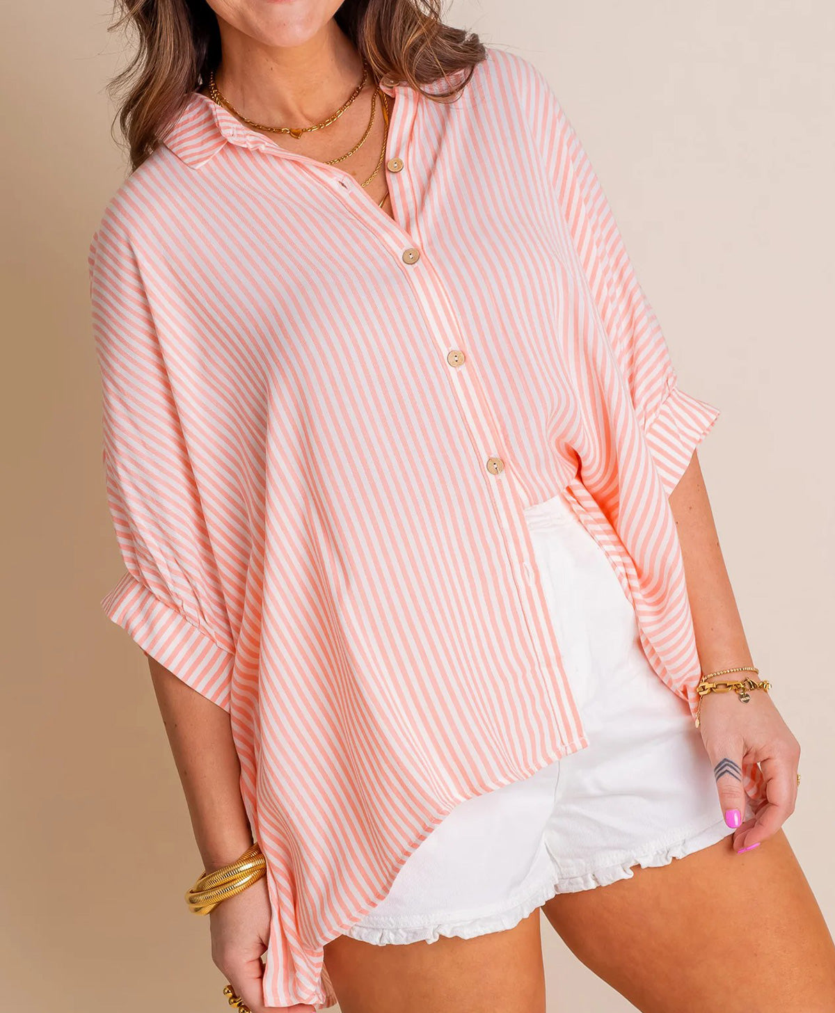 Limited time sale 🔥Women's Oversized Striped Loose Button-down Shirt