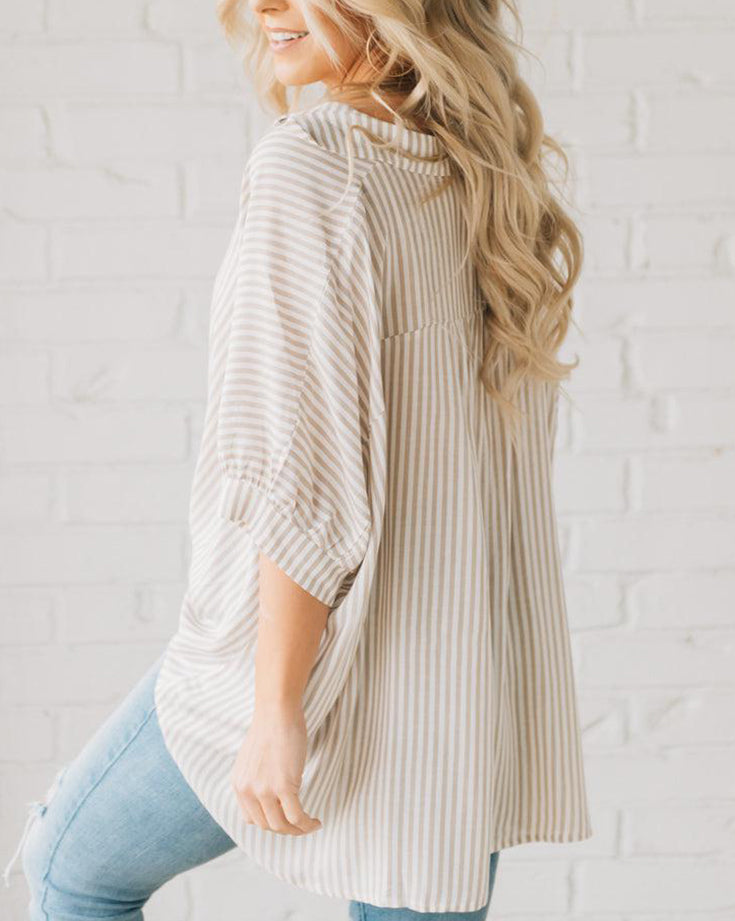 Limited time sale 🔥Women's Oversized Striped Loose Button-down Shirt