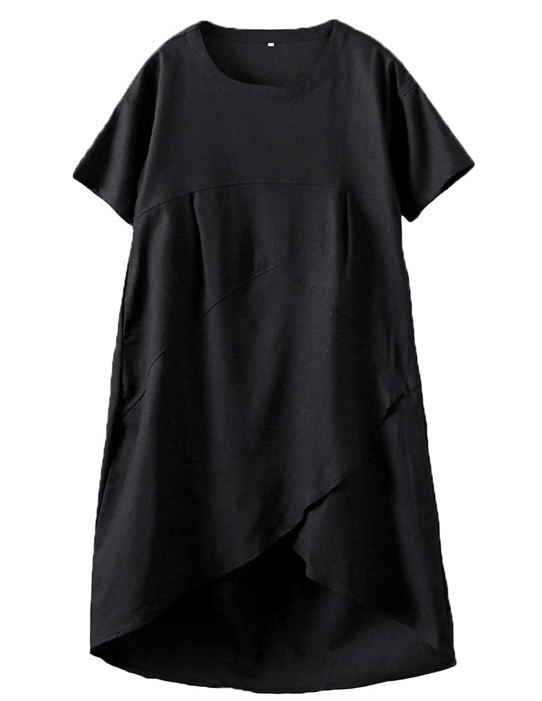 Women's Linen Cotton Pocketed Oversized Midi Dress