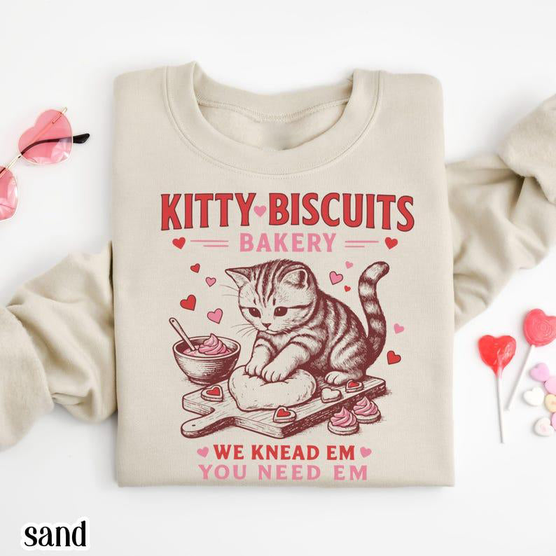 Valentines Kitty Biscuits Bakery Sweatshirt