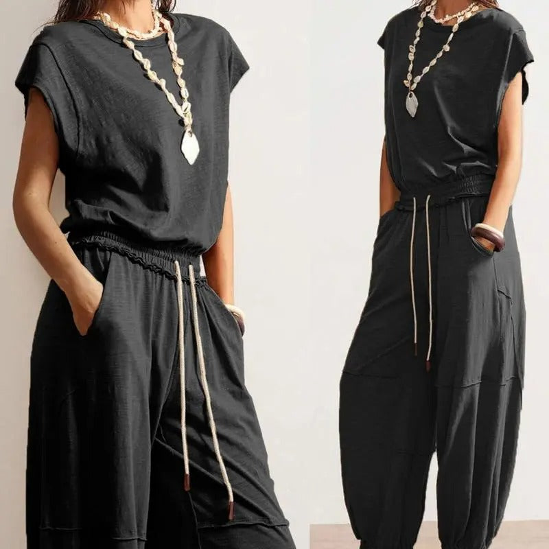 Women's Casual Sleeveless One Piece Jumpsuits Drawstring Romper