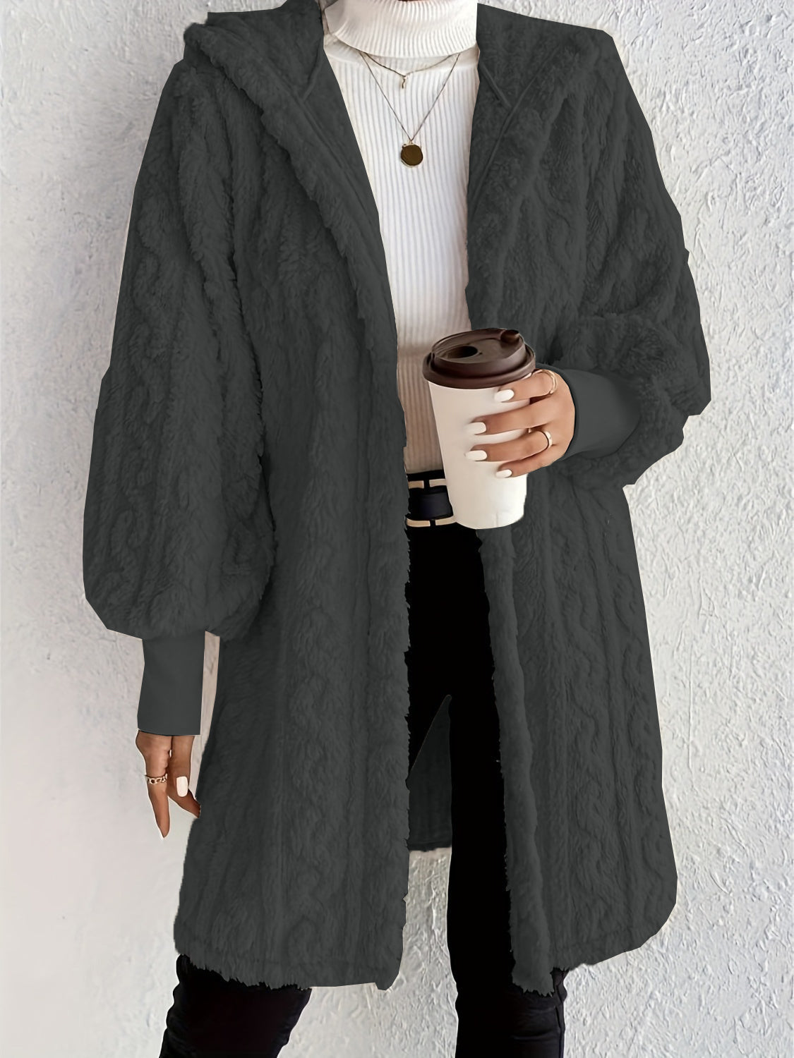 HOT SALE🔥Women's Plush Fleece Soft Midi-Length Jacket with Pockets