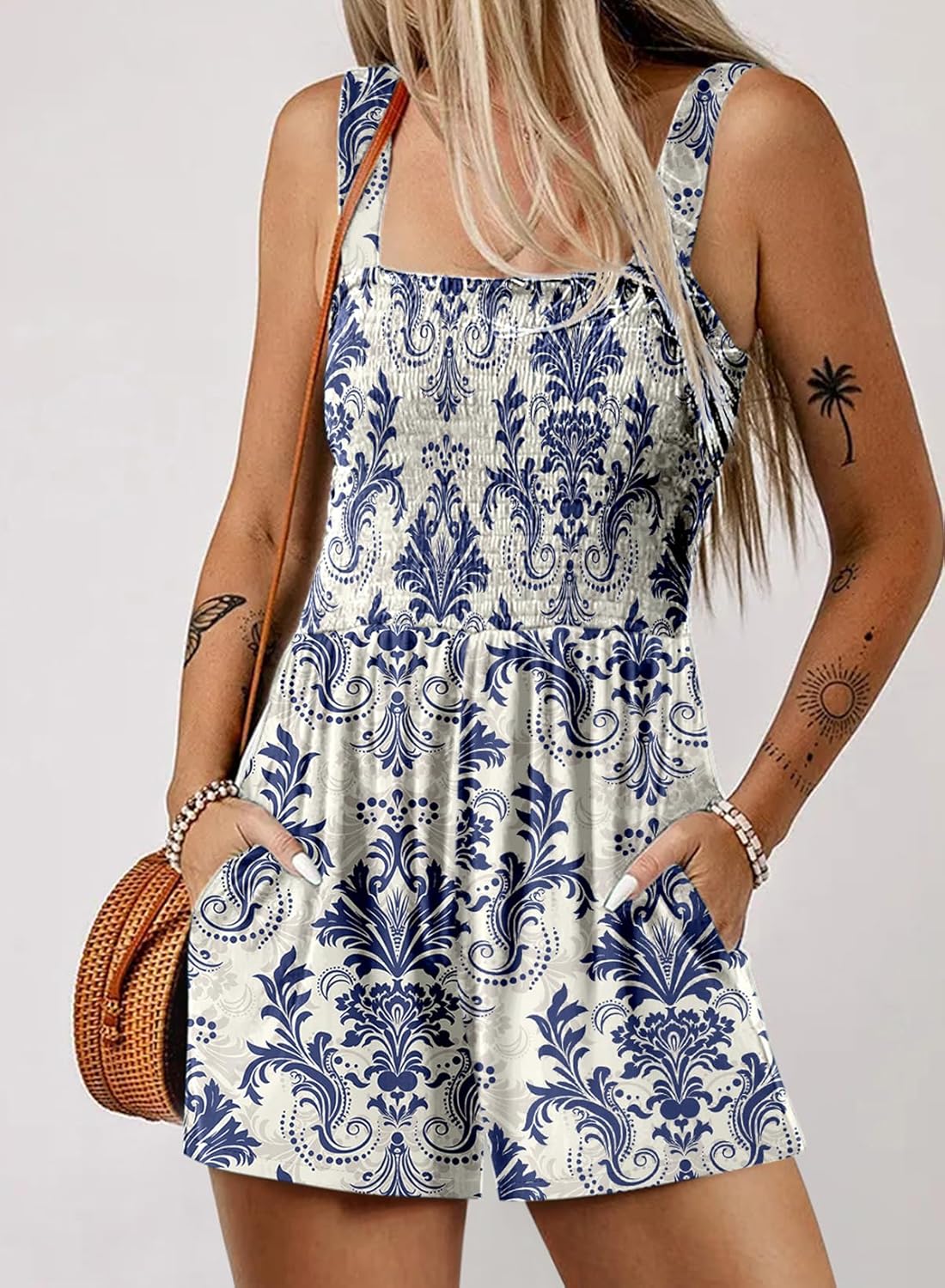Limited time sale🔥Women's Casual Sleeveless Floral Jumpsuit Cute Romper with Pockets