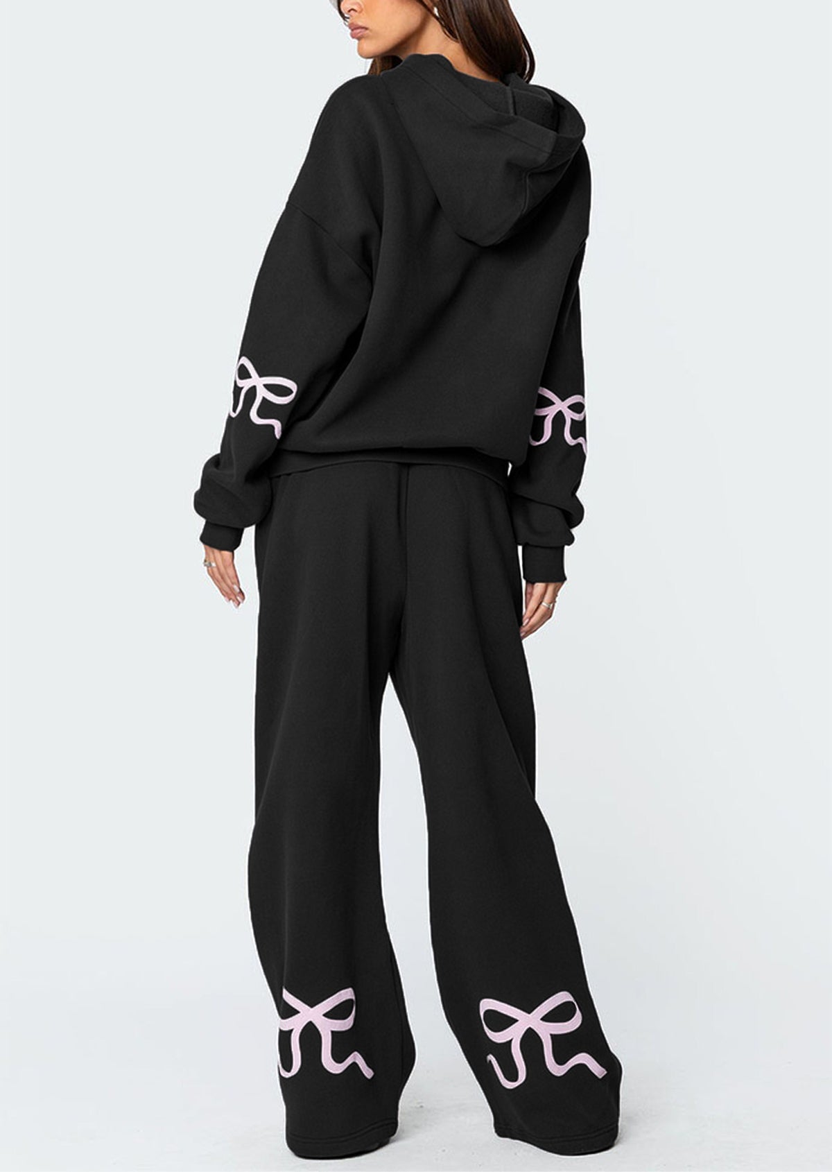 Limited time sale🔥Women's Bow Detail Hoodie Sweat Set
