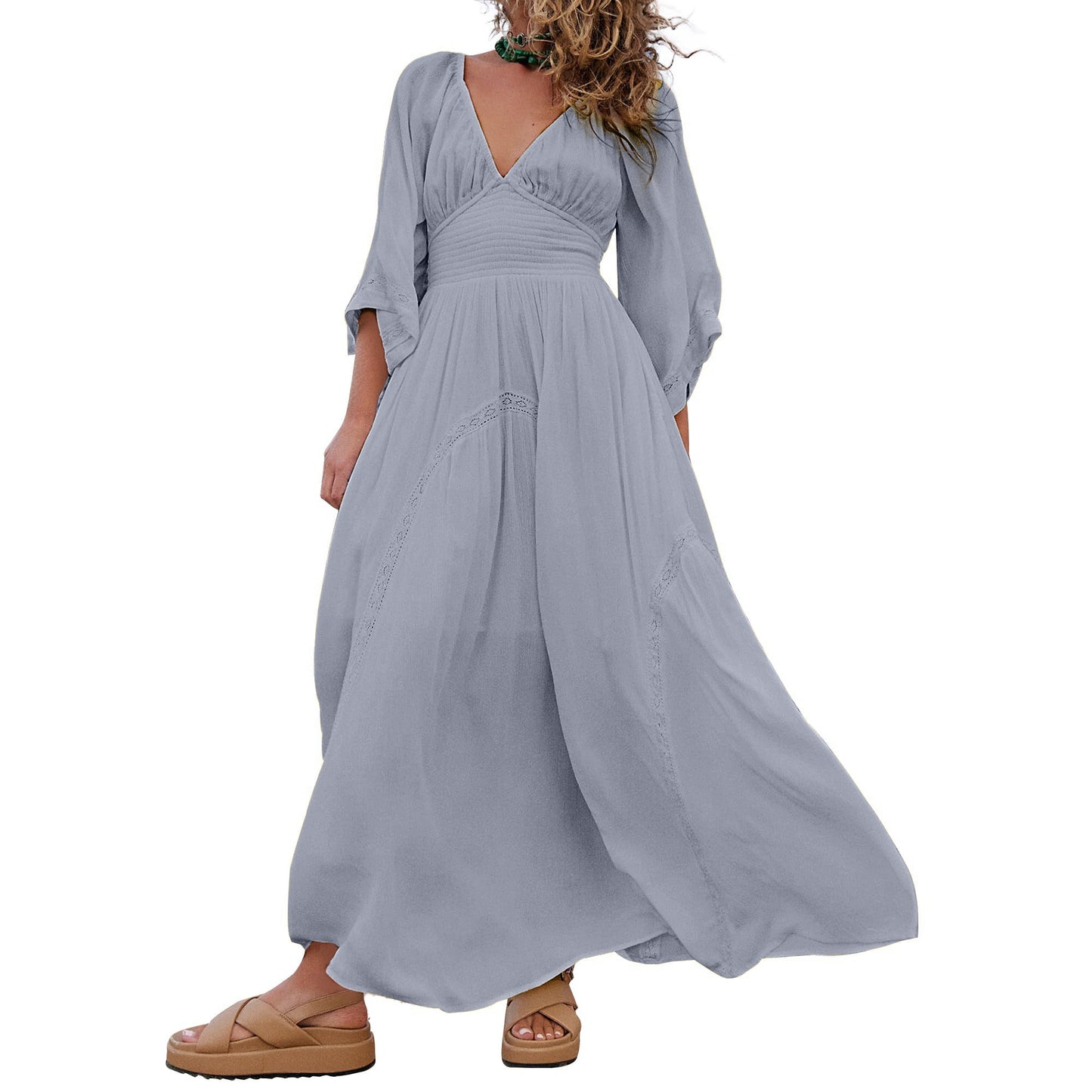 Women's V-Neck Summer Maxi Dress with Pocket (Buy 2 Free Shipping)
