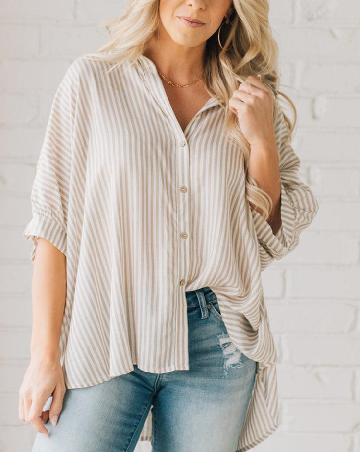 Limited time sale 🔥Women's Oversized Striped Loose Button-down Shirt