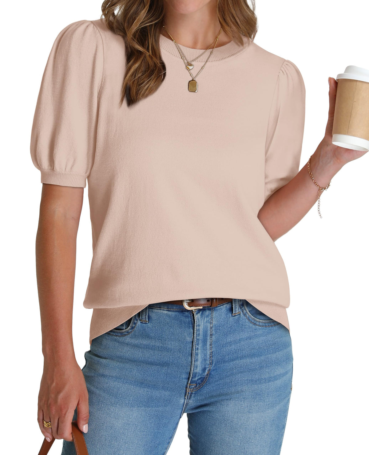 Women's Lightweight Puff Short Sleeve Sweater