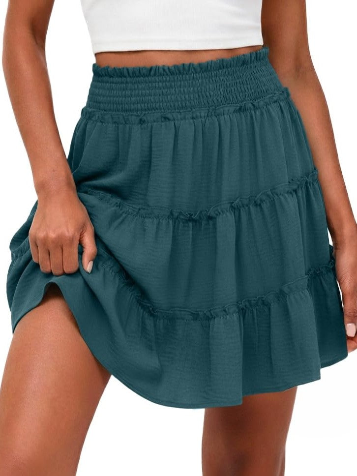 Limited time sale🔥Women's Casual High Waisted Ruffle Tiered Flowy Mini Skorts Skirts