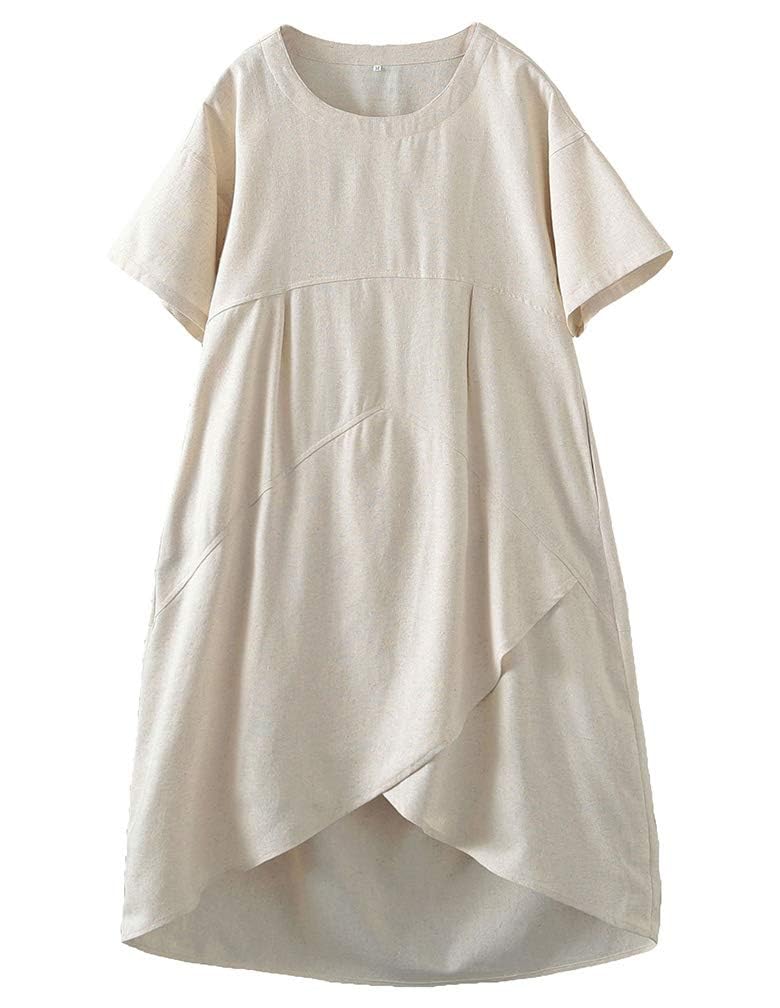 Women's Linen Cotton Pocketed Oversized Midi Dress